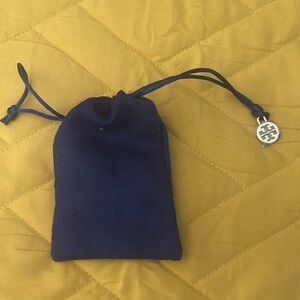 Navy Drawstring Pouch with Silver Charm
